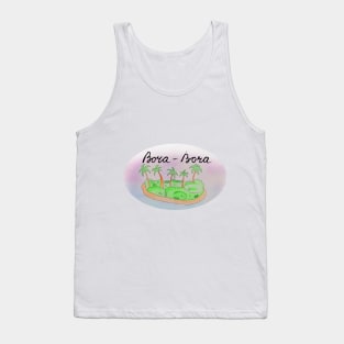 Bora-Bora Island travel, beach, sea and palm trees. Holidays and rest, summer and relaxation Tank Top